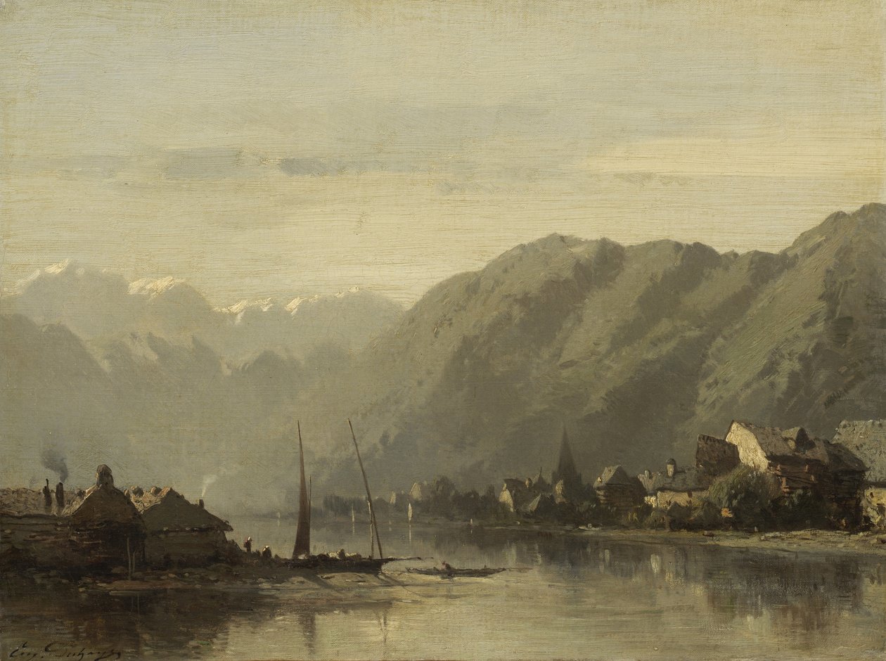 Bir İsviçre Gölü, 1838-90 by Eugene Deshayes