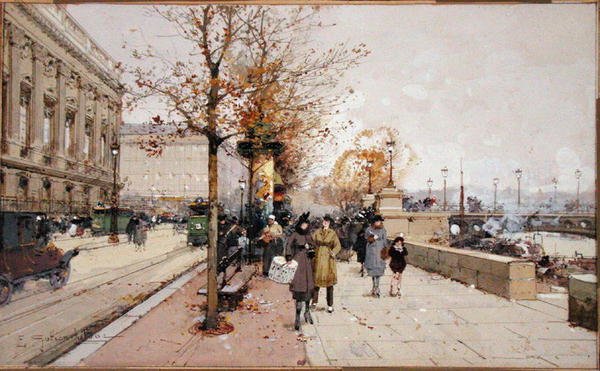 Seine, Paris (kağıt üzerinde guaj) by Eugene Galien Laloue