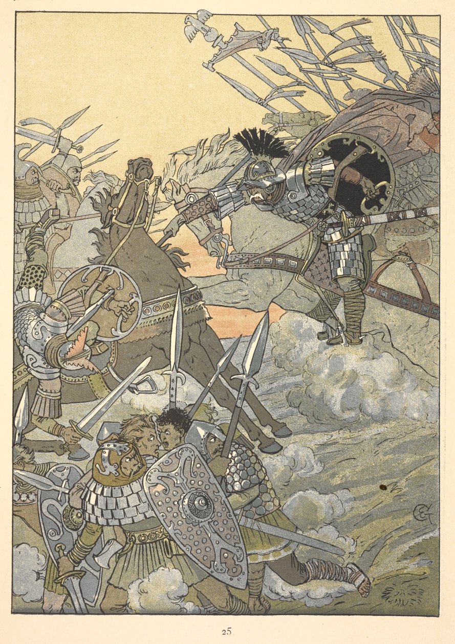 Bir savaş sahnesi. by Eugene Grasset