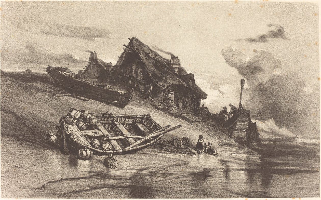 balıkçı kulübeleri by Eugene Isabey