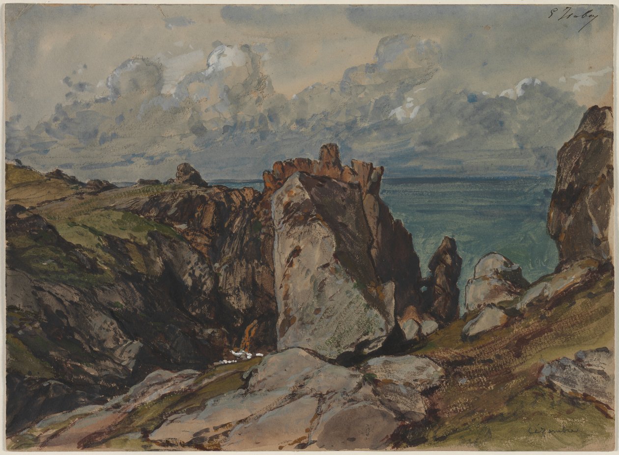 Cézembre, Brittany'de Deniz Kenarındaki Kayalıklar by Eugene Isabey