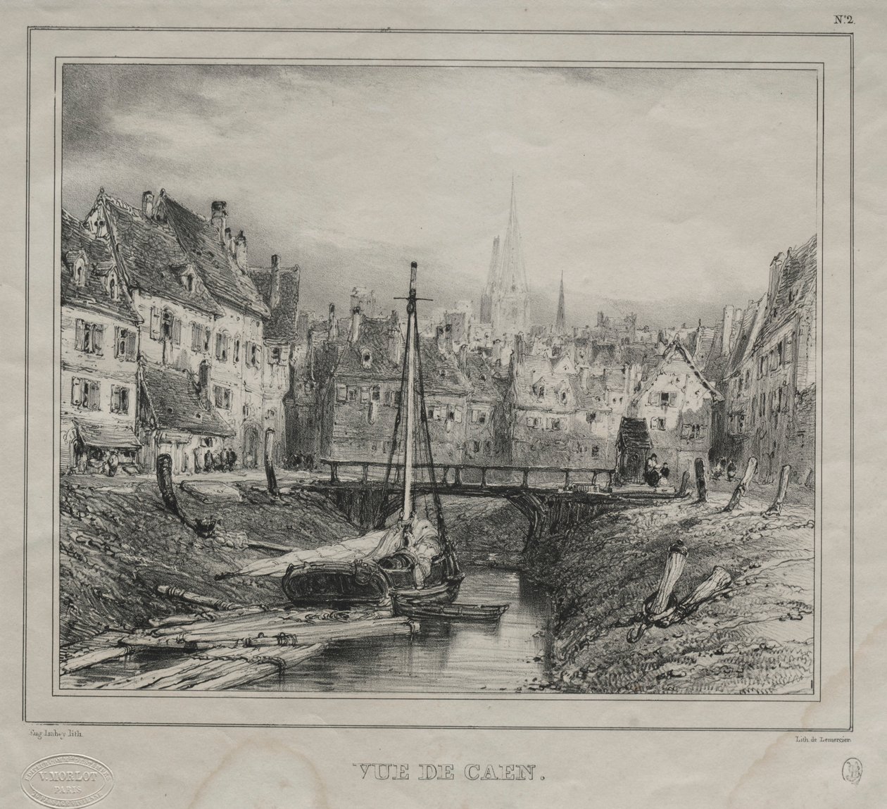 Caen'in görünümü, 1832. by Eugene Isabey