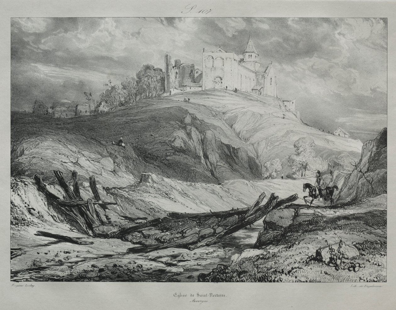 Aziz Nectaire Kilisesi. by Eugene Isabey