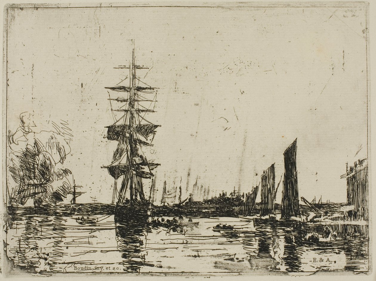 Teknelerle Deniz Manzarası by Eugene Louis Boudin