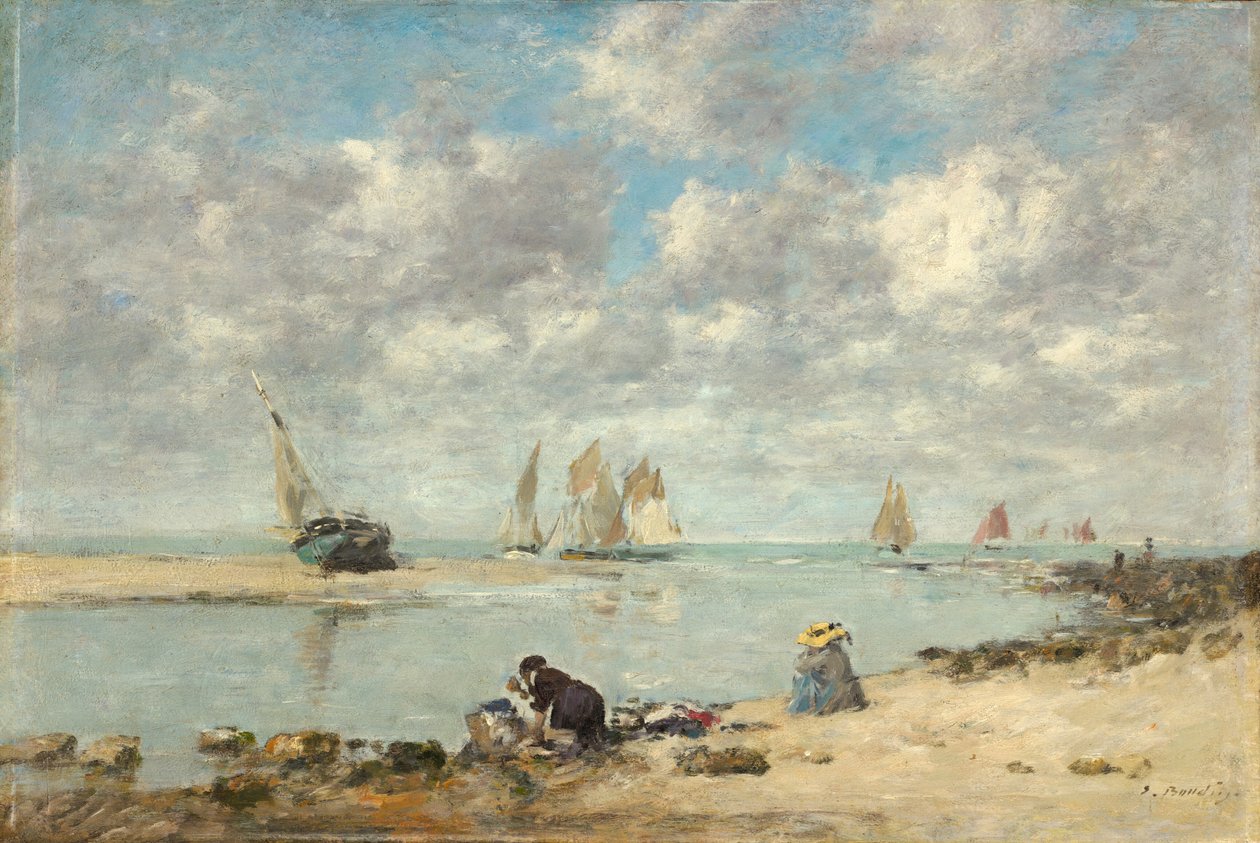 Trouville yakınlarındaki çamaşırcı, c. 18721876. by Eugene Louis Boudin