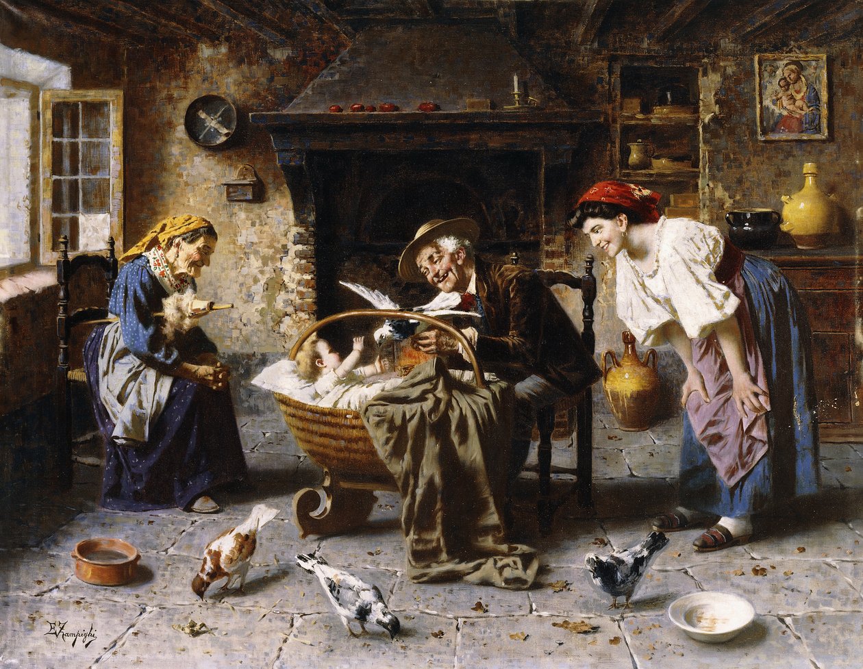 Bebeği Eğlendirmek by Eugenio Zampighi