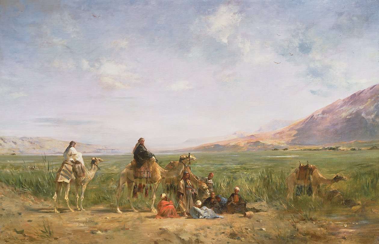 Bir vahada dinlenen yolcular by Eugène Fromentin