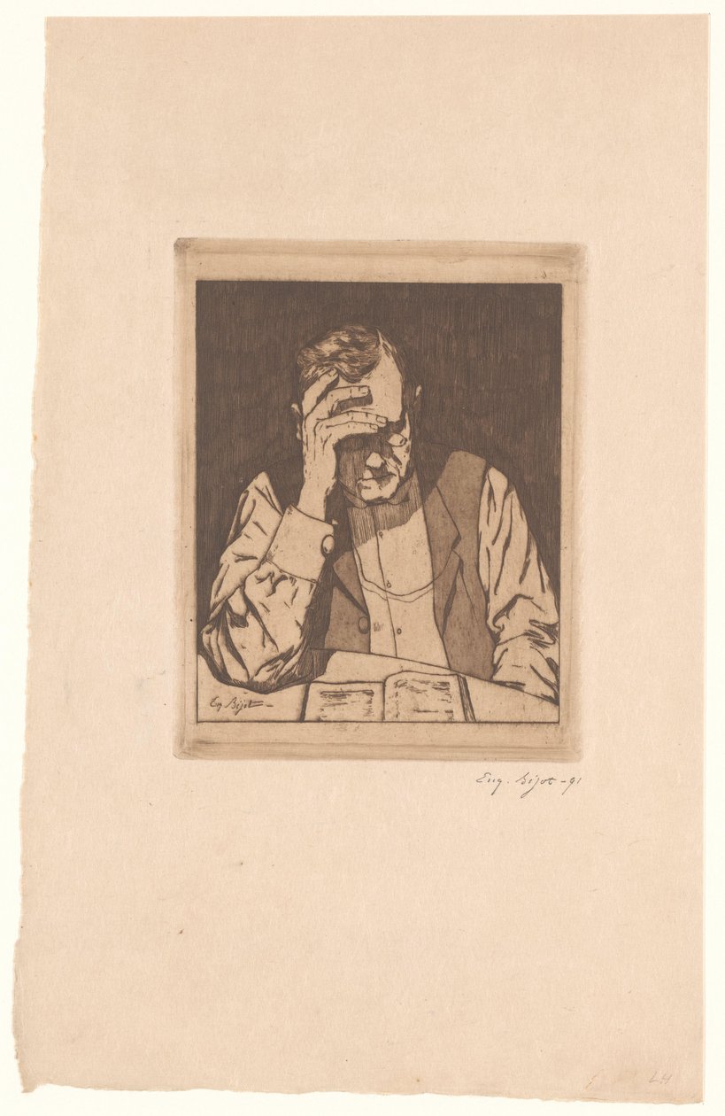 okuyan adam by Eugène Bejot (signed by artist)