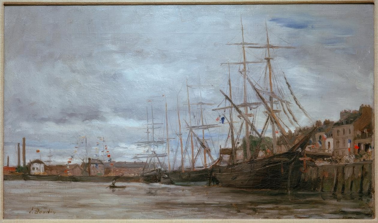 yelkenli gemiler ile liman by Eugene Louis Boudin
