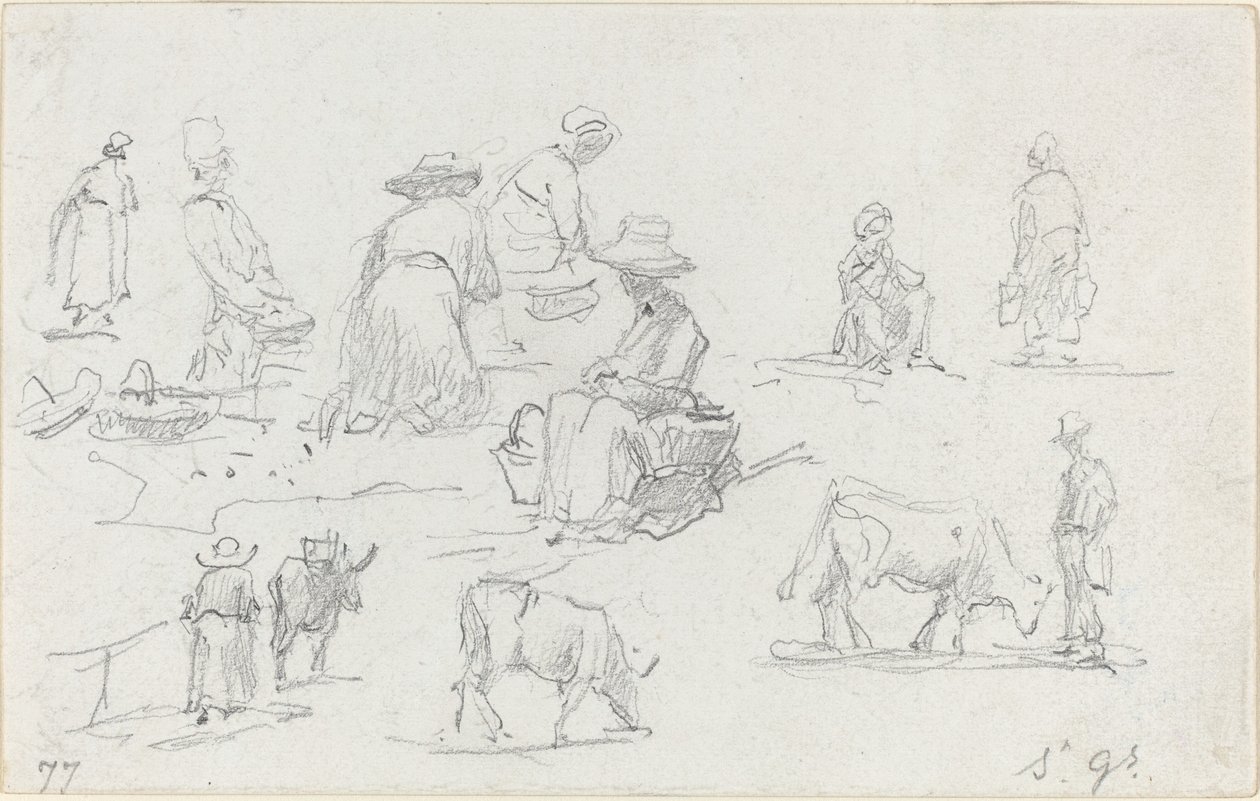 Köylüler ve İnekler [rekto] by Eugène Boudin
