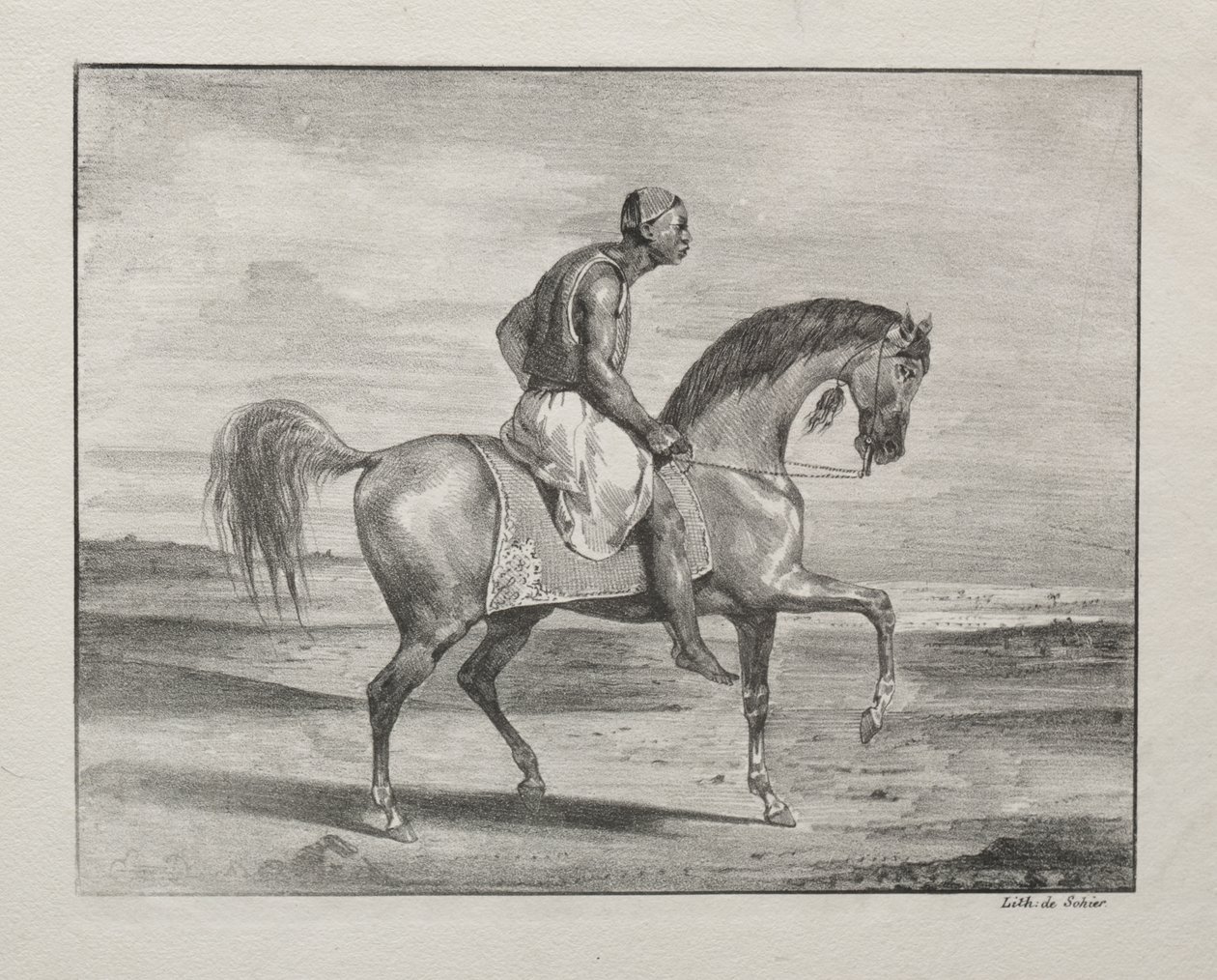 at sırtında afrika by Eugène Delacroix