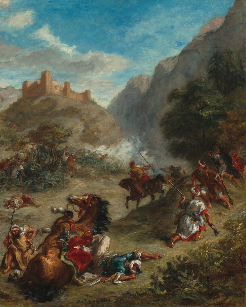 Araplar Dağlarda Çatışıyor by Eugène Delacroix