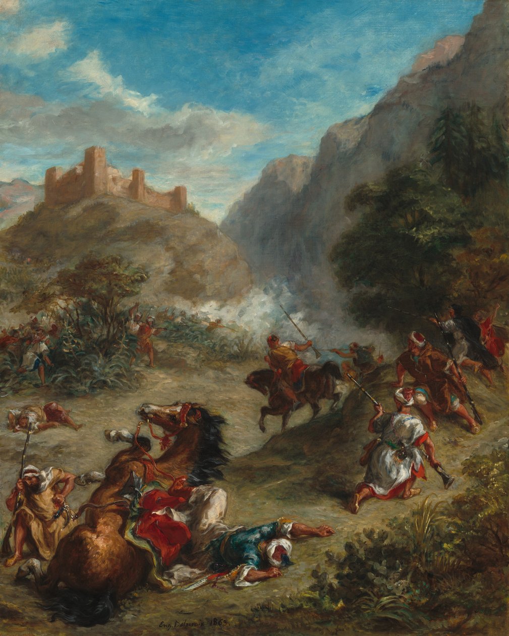 Dağlarda Çatışan Araplar, 1863. by Eugène Delacroix