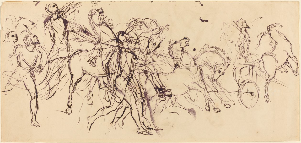 Arabacılar recto ve verso. by Eugène Delacroix