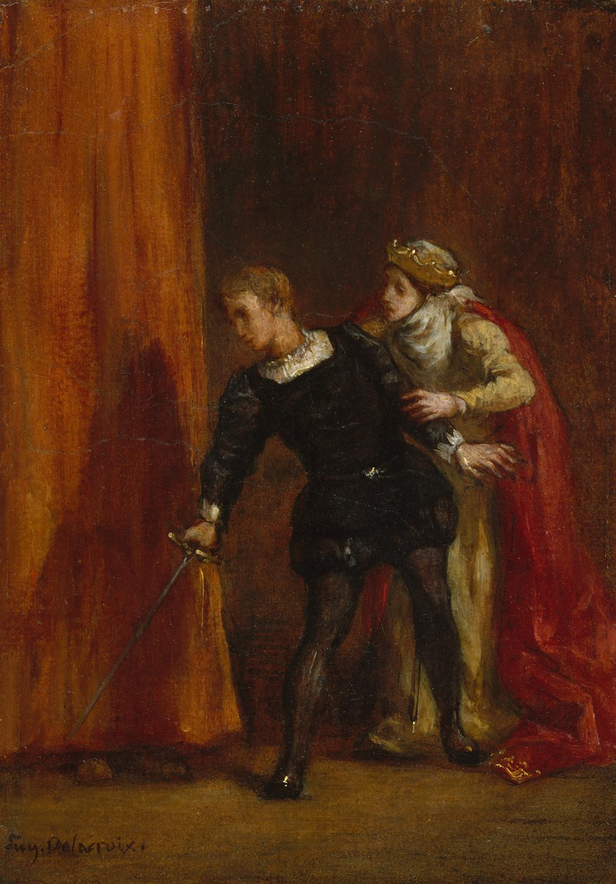 Hamlet ve Annesi, 1849. by Ferdinand Victor Eugene Delacroix
