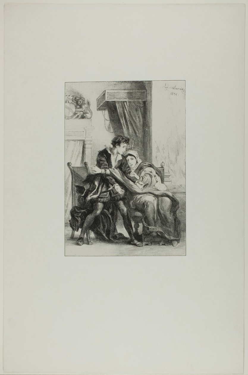 Hamlet ve Kraliçe by Eugène Delacroix
