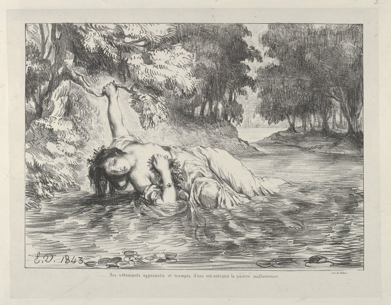 Ophelia'nın Ölümü, 1843., 1843. by Eugène Delacroix