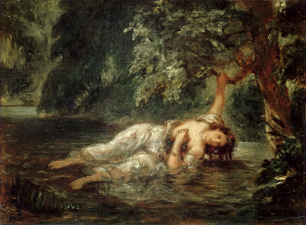 Ophelia'nın Ölümü, 1853. by Eugène Delacroix