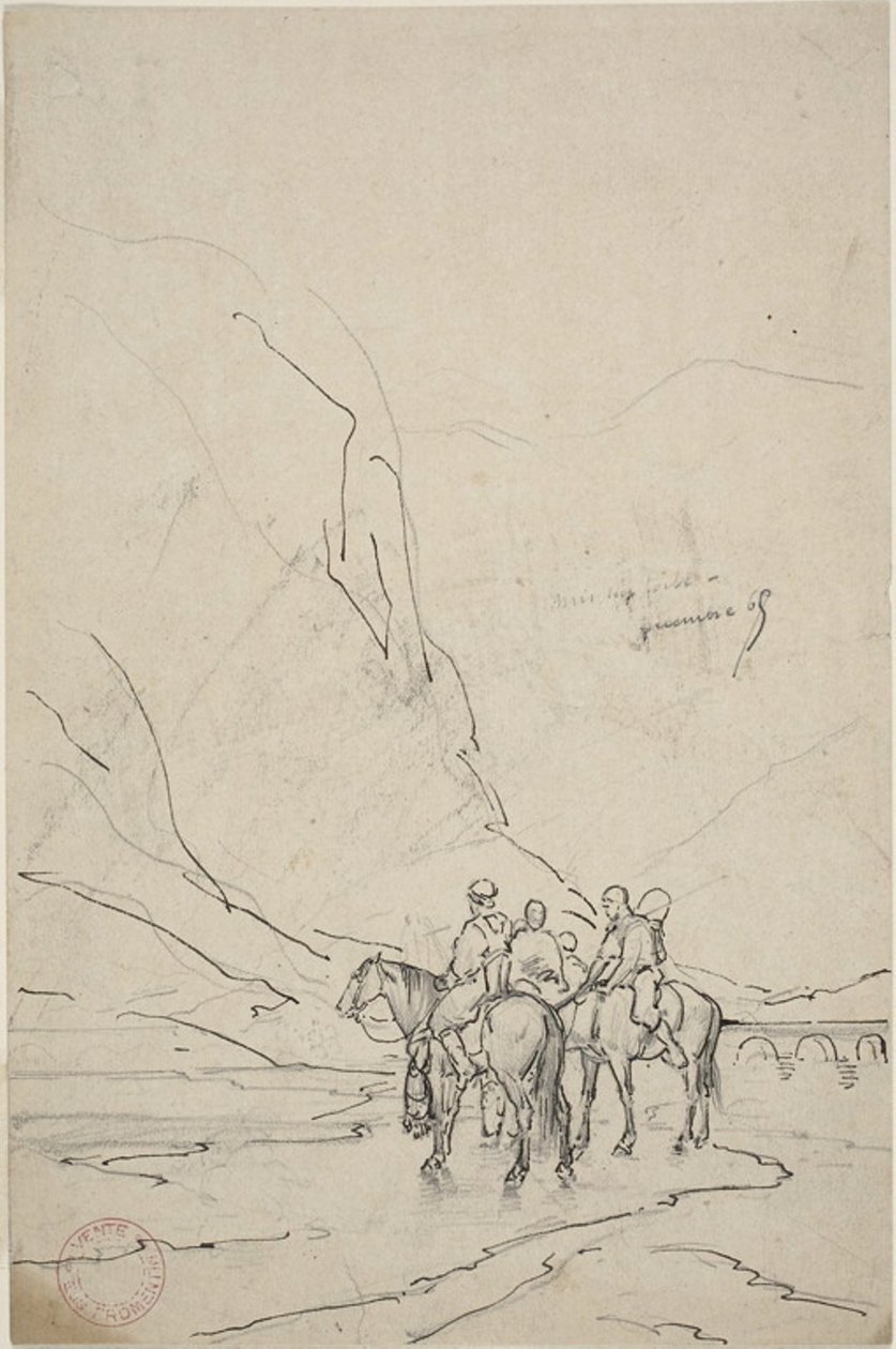 Nehrin Yanında Atlı Adamlar by Eugène Fromentin