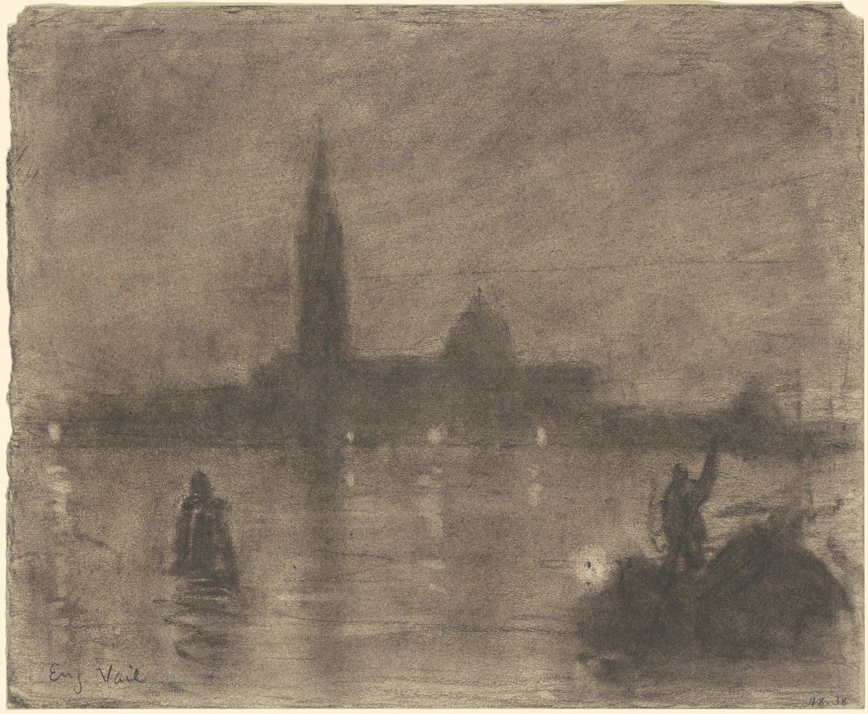 Akşam, San Giorgio Maggiore, Venedik by Eugène Vail