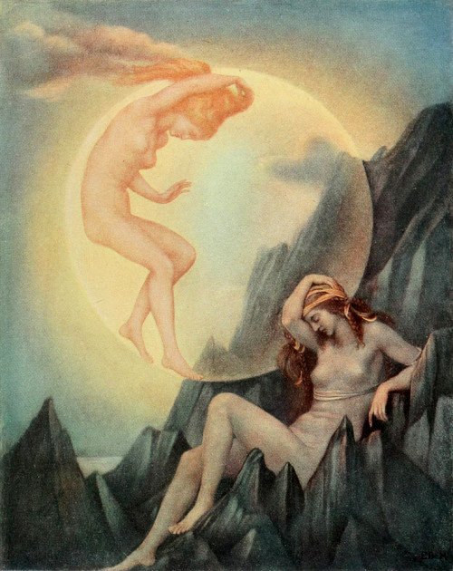 Uyuyan Dünya ve Azalan Ay by Evelyn De Morgan