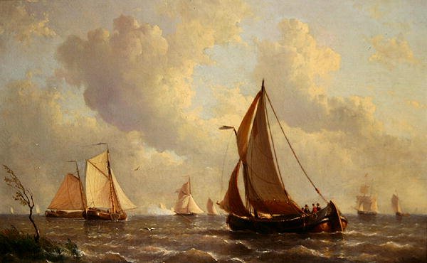 Limandan Ayrılan Tekneler (tuval üzerine yağlı boya) by Everhardus Koster