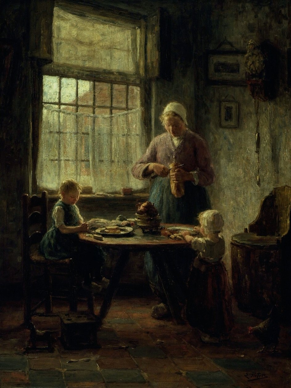 Bir Aile Yemeği, 1890 dolayları (tuval üzerine yağlı boya) by Evert Pieters