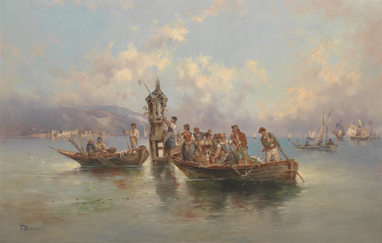 Balıkçı teknelerinde şenlikli bir şirket. by F. Boscari
