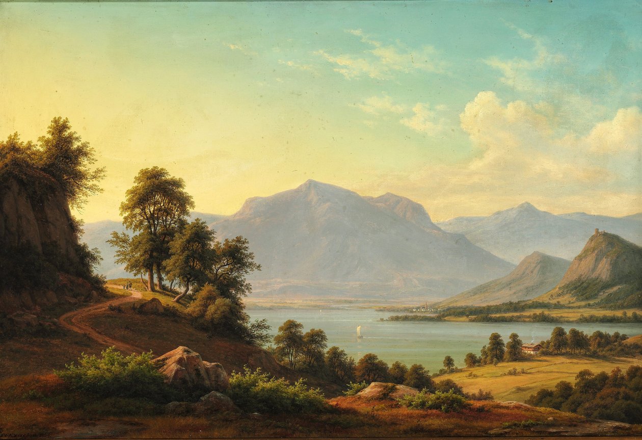 Nehir ve yüksek dağlar ile Alp manzara by F.C. Kiærskou