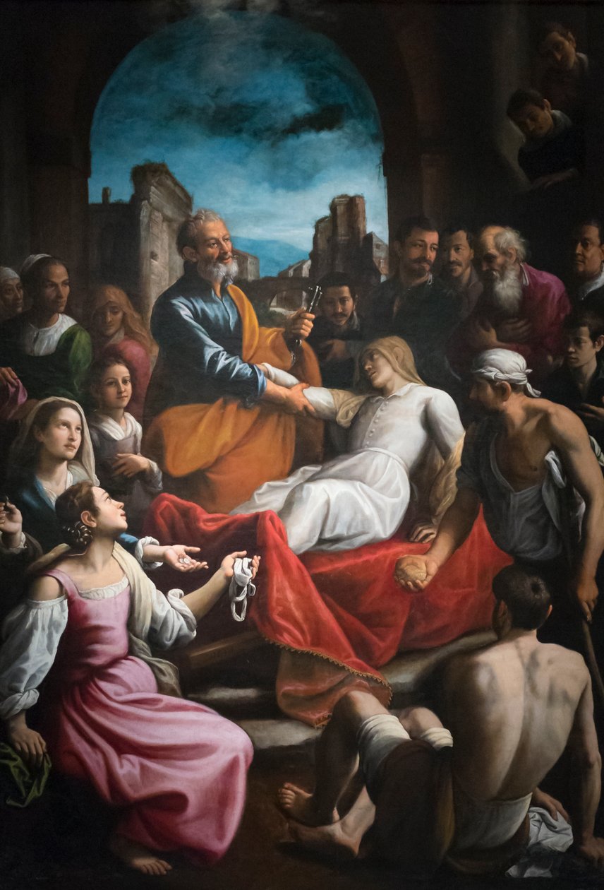 Aziz Petrus Tabitha'yı diriltiyor by Fabrizio Santafede