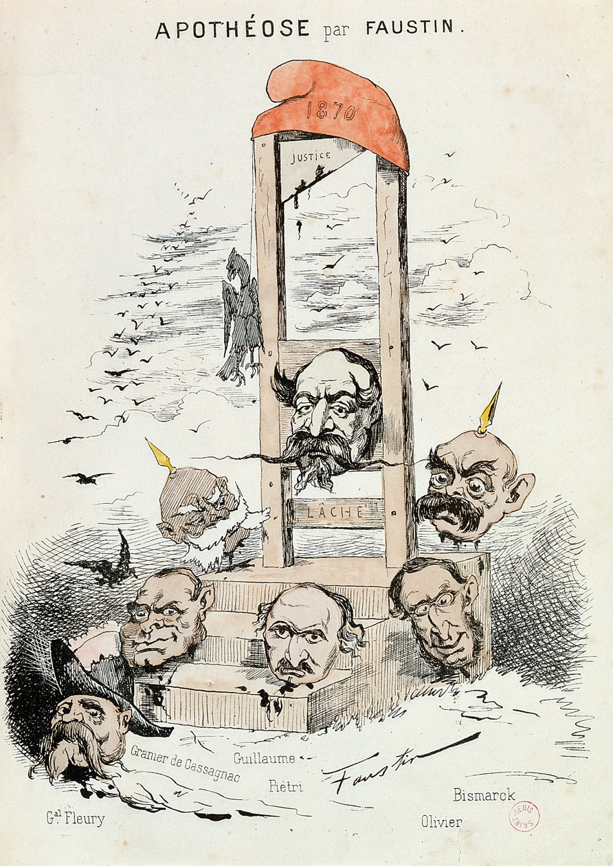 III. Napolyon (1808-73) Otto von Bismarck (1815-98) ve I. Kaiser Wilhelm (1797-1888) karikatürü by Faustin