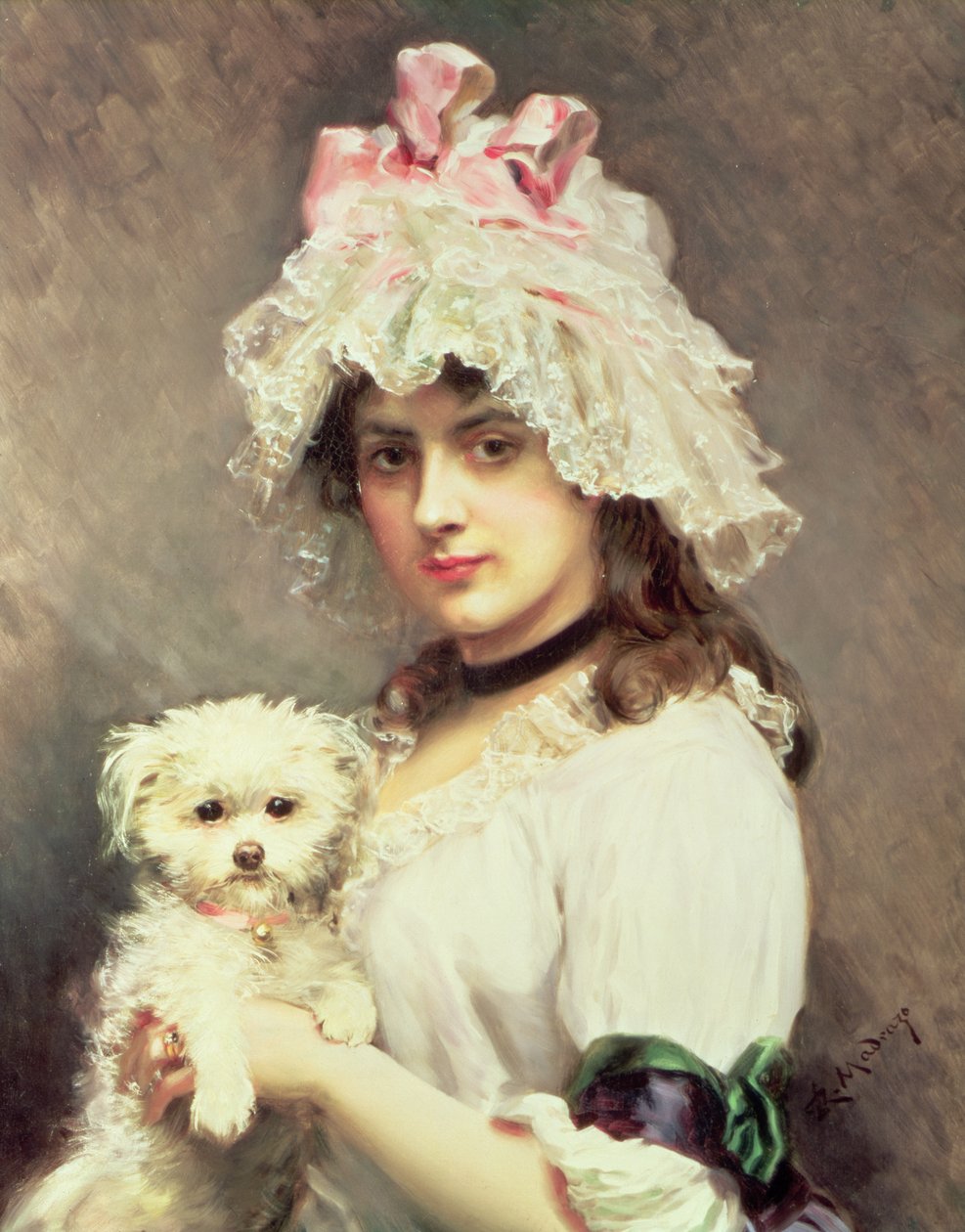 Kucak Köpeği olan Kız by Federico de Madrazo y Kuntz