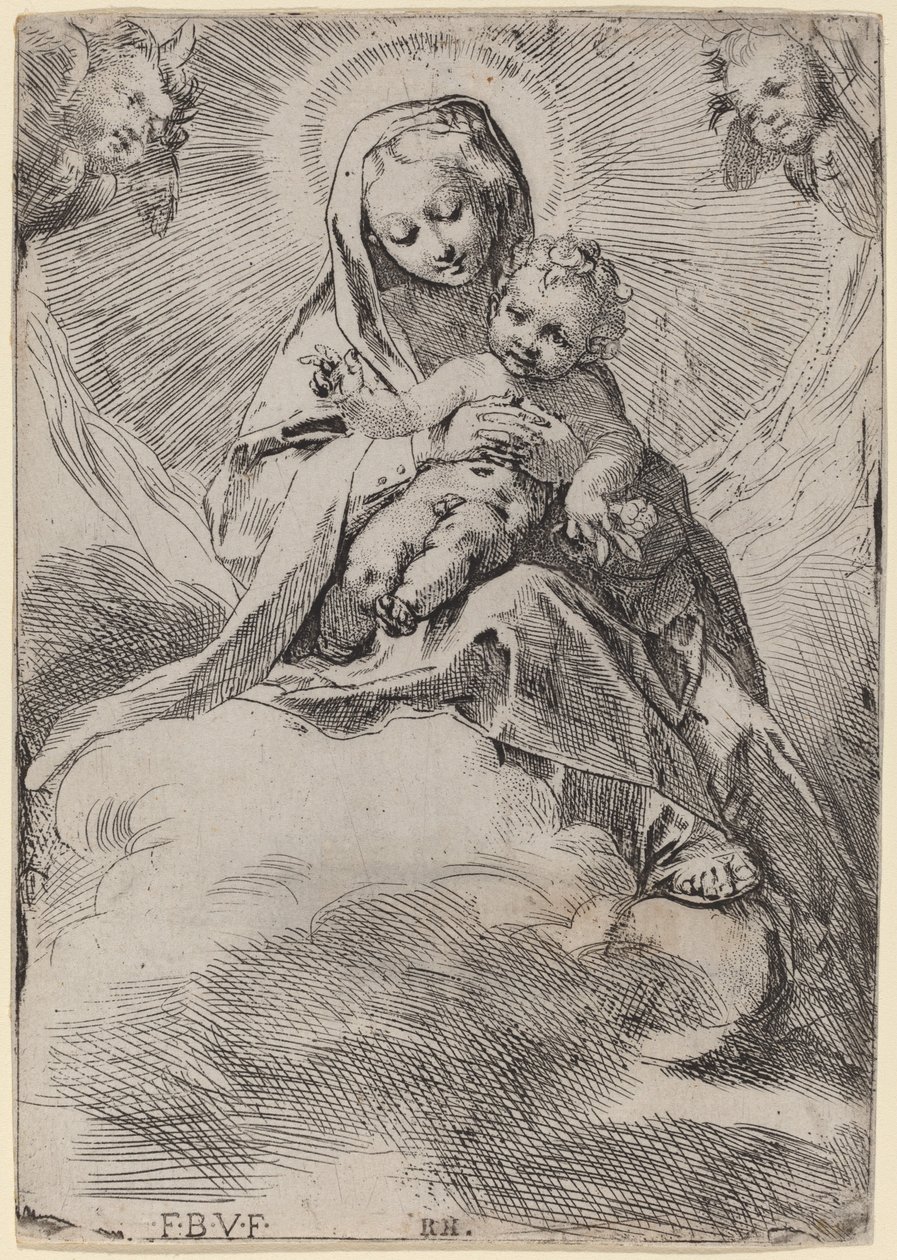 Bulutlardaki Madonna. by Federico Barocci