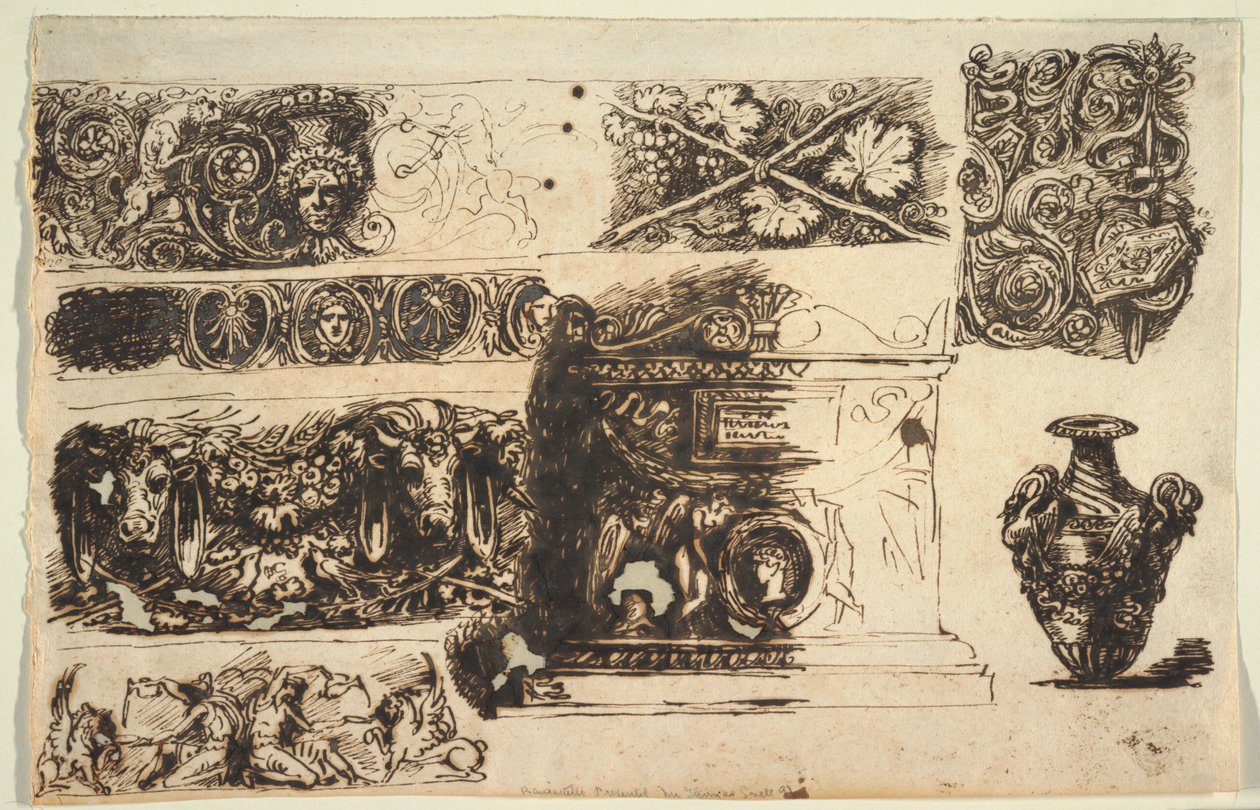 Frizler; Antik Lahit; Vazo by Felice Giani