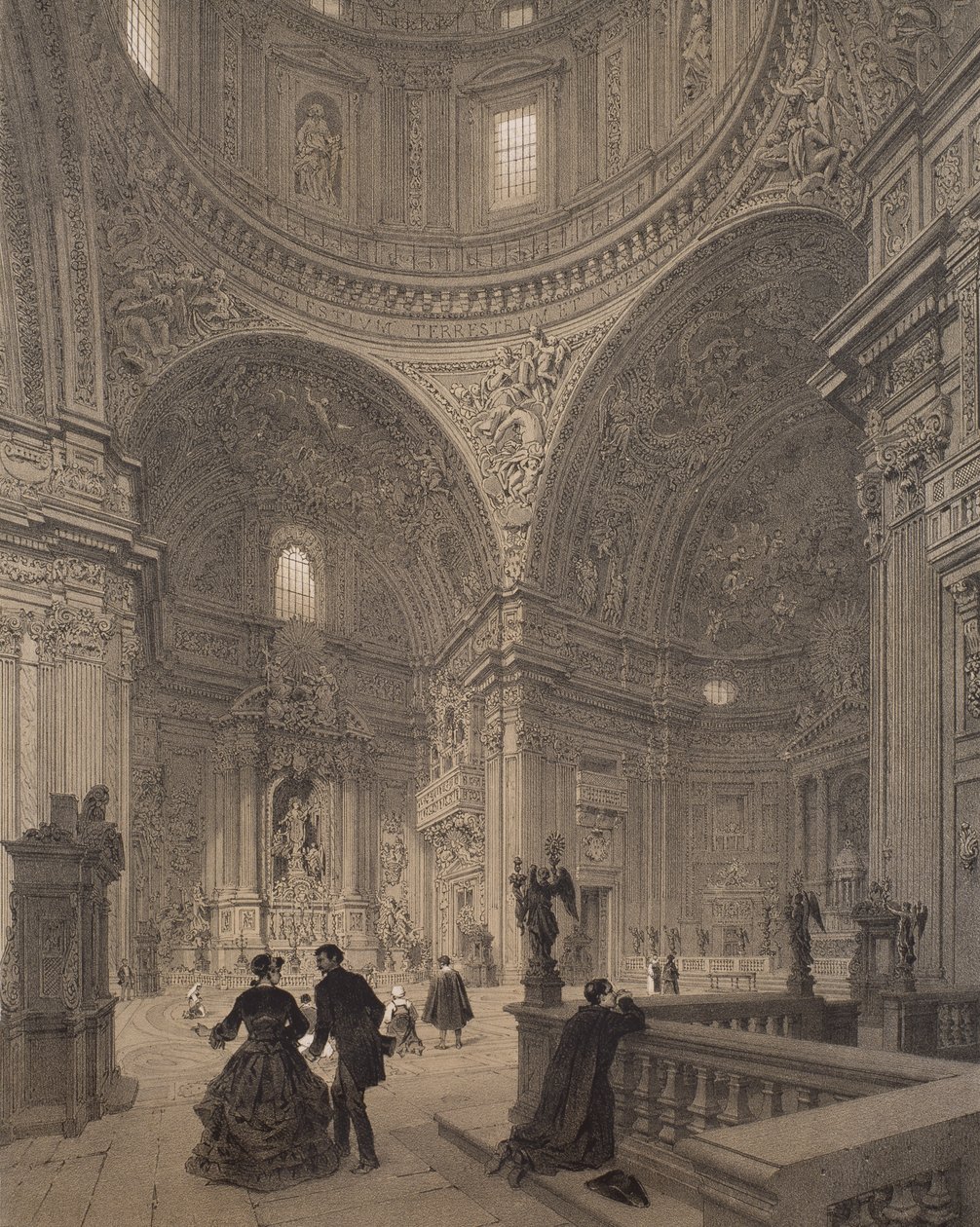 Loyola St. Ignatius Şapeli, Chiesa del Gesu, 'Rome dans sa grandeur' albümünden illüstrasyon, 1870 by Felix Benoist