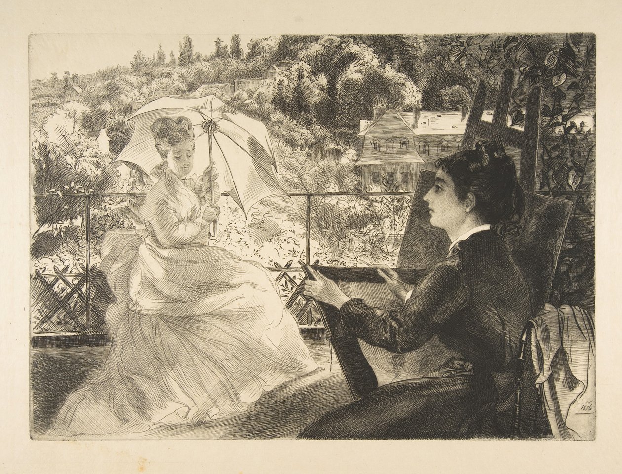La Terrasse de la VIlla Brancas, 1876. by Felix Bracquemond