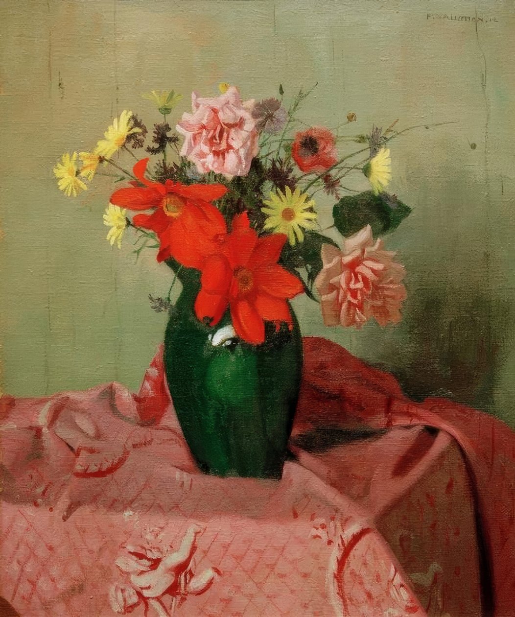 Güller ve dahlias by Felix Edouard Vallotton