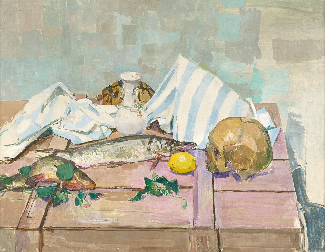 Kafatası ve balık ile natürmort by Felix Esterl