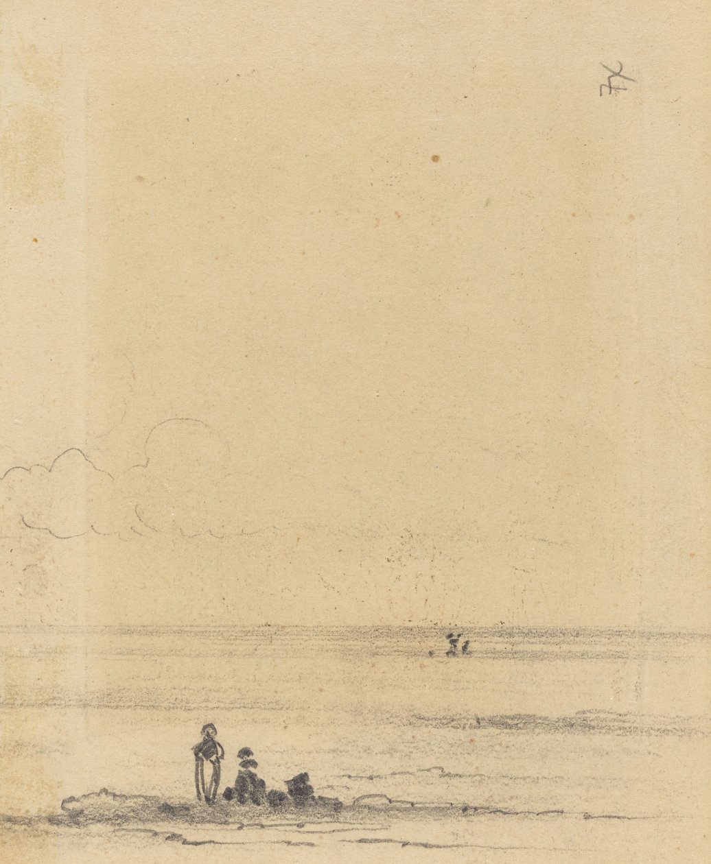 Kıyıdaki Figürler [verso] by Felix Hilaire Buhot