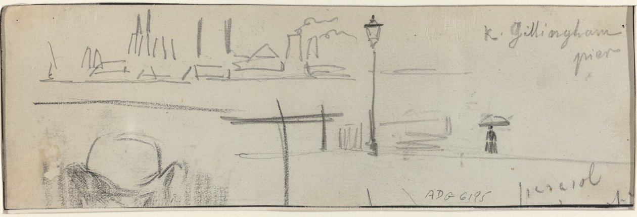 Gillingham İskelesi, Londra [verso], c. 1884. by Felix Hilaire Buhot