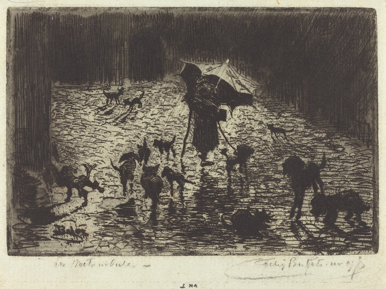 Les Noctambules Gece Avcıları, 18761877. by Felix Hilaire Buhot