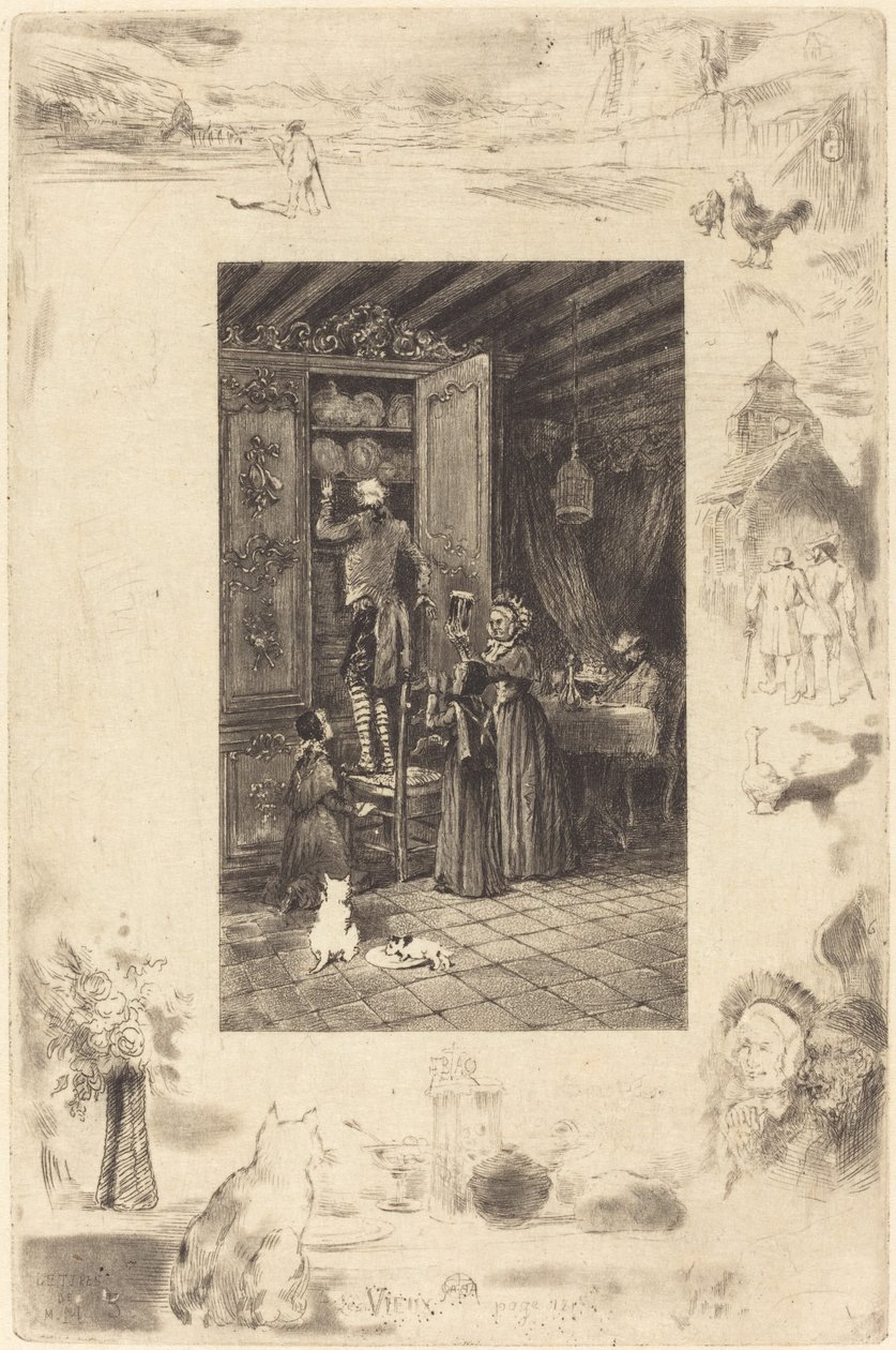 Yaşlılar, c. 1885. by Felix Hilaire Buhot