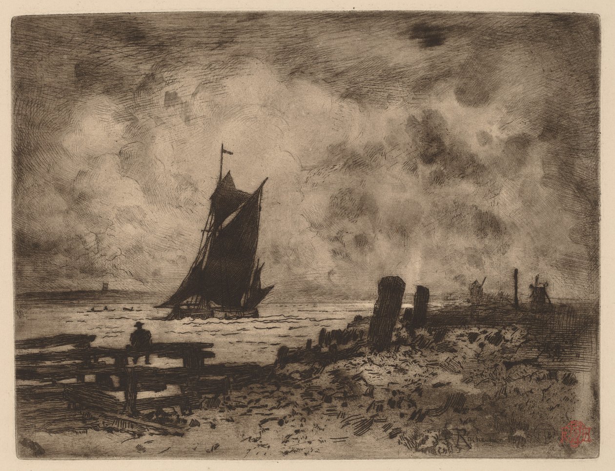 Denizcilik: Medway Hatırası, 1879. by Felix Hilaire Buhot