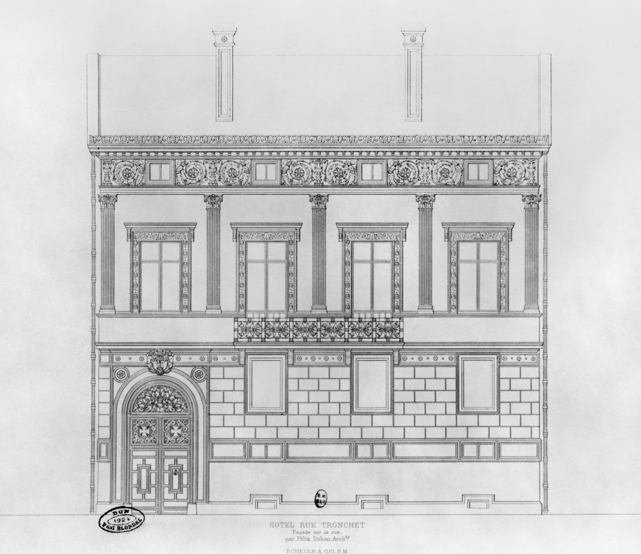 Hotel de Pourtales, cephe, 1850 by Felix Louis Jacques Duban