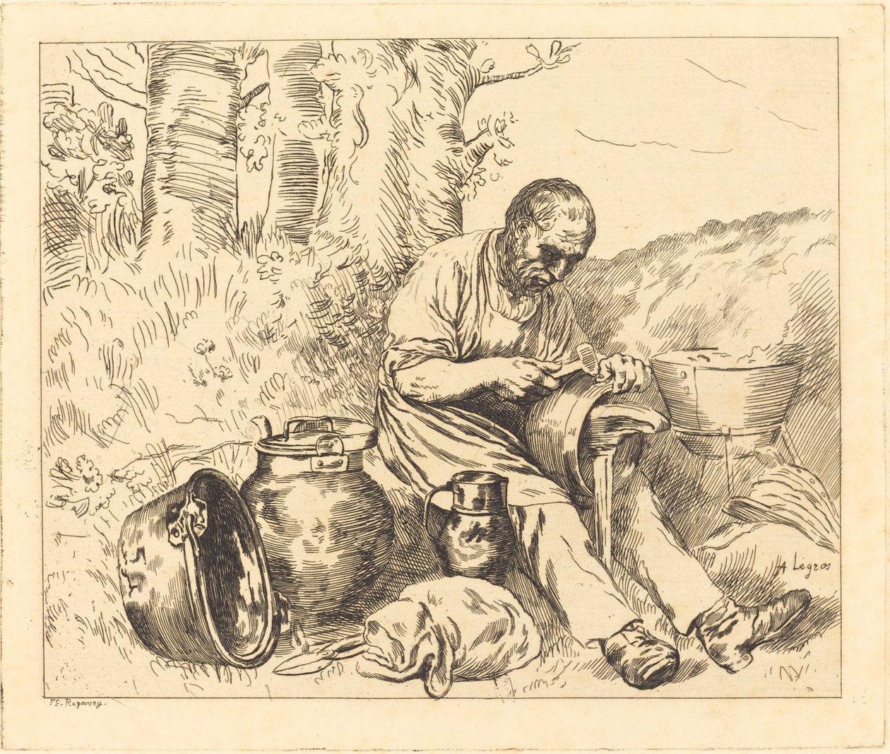 Tinker (Le retameur) by Felix Régamey after Alphonse Legros