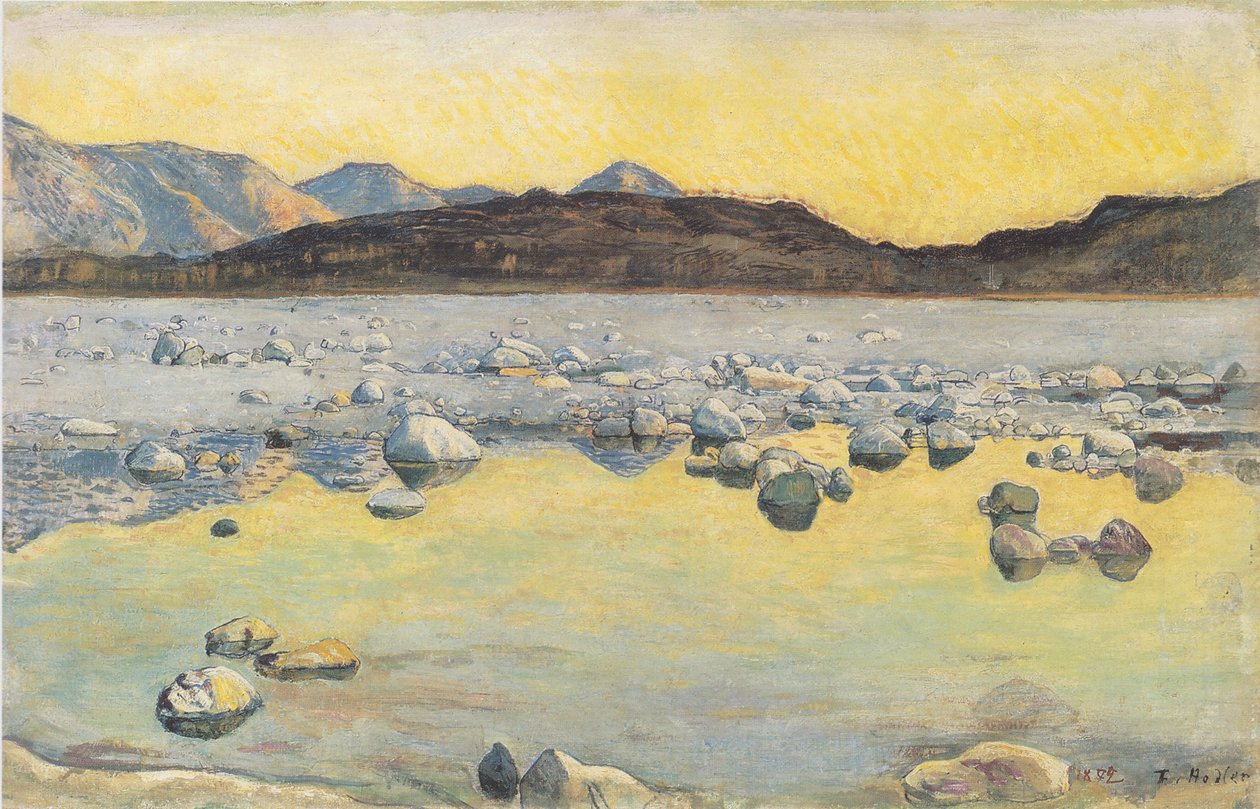 Güneş doğmadan önce Maggia Deltası by Ferdinand Hodler