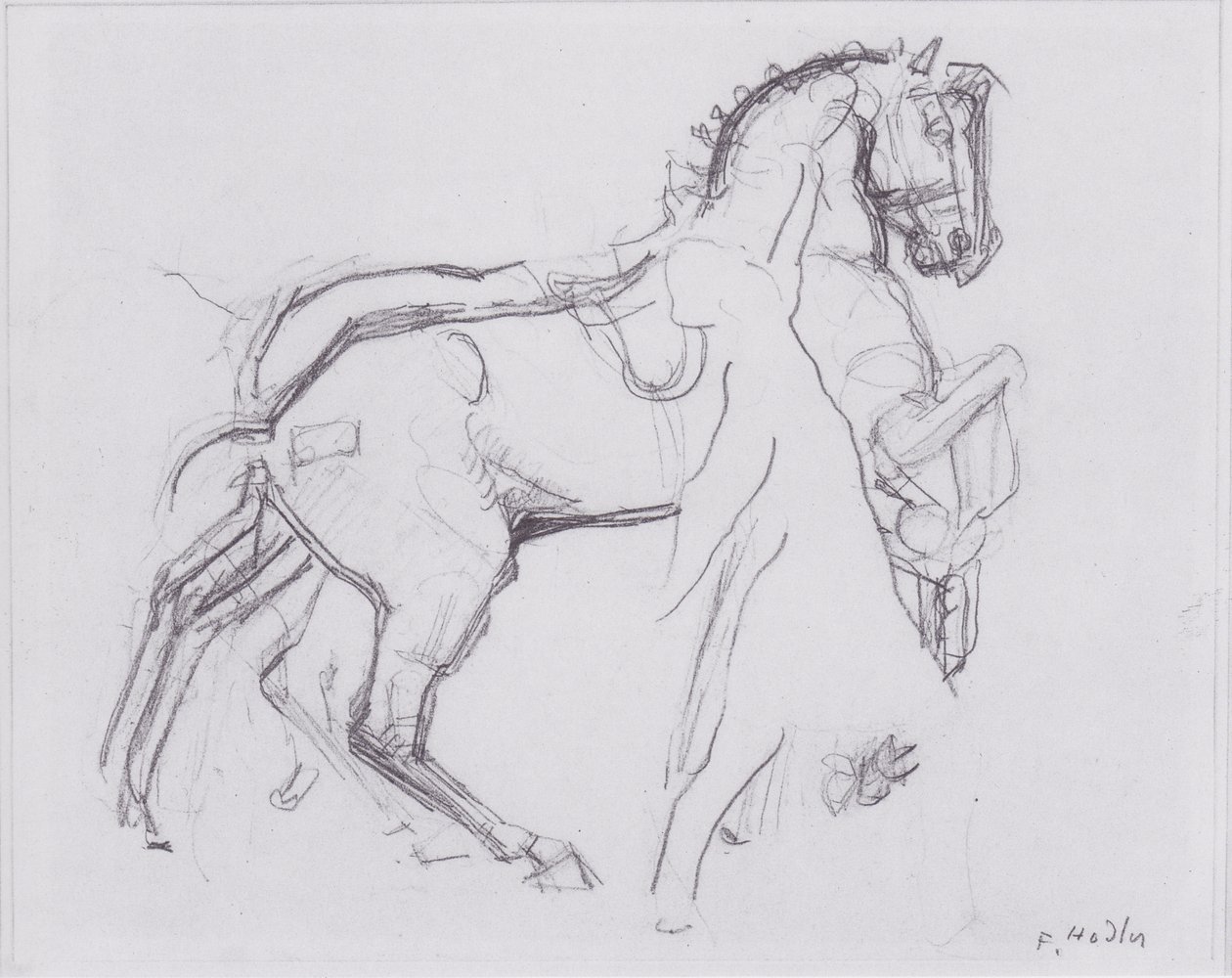 Sağa doğru ilerleyen atlı süvari by Ferdinand Hodler