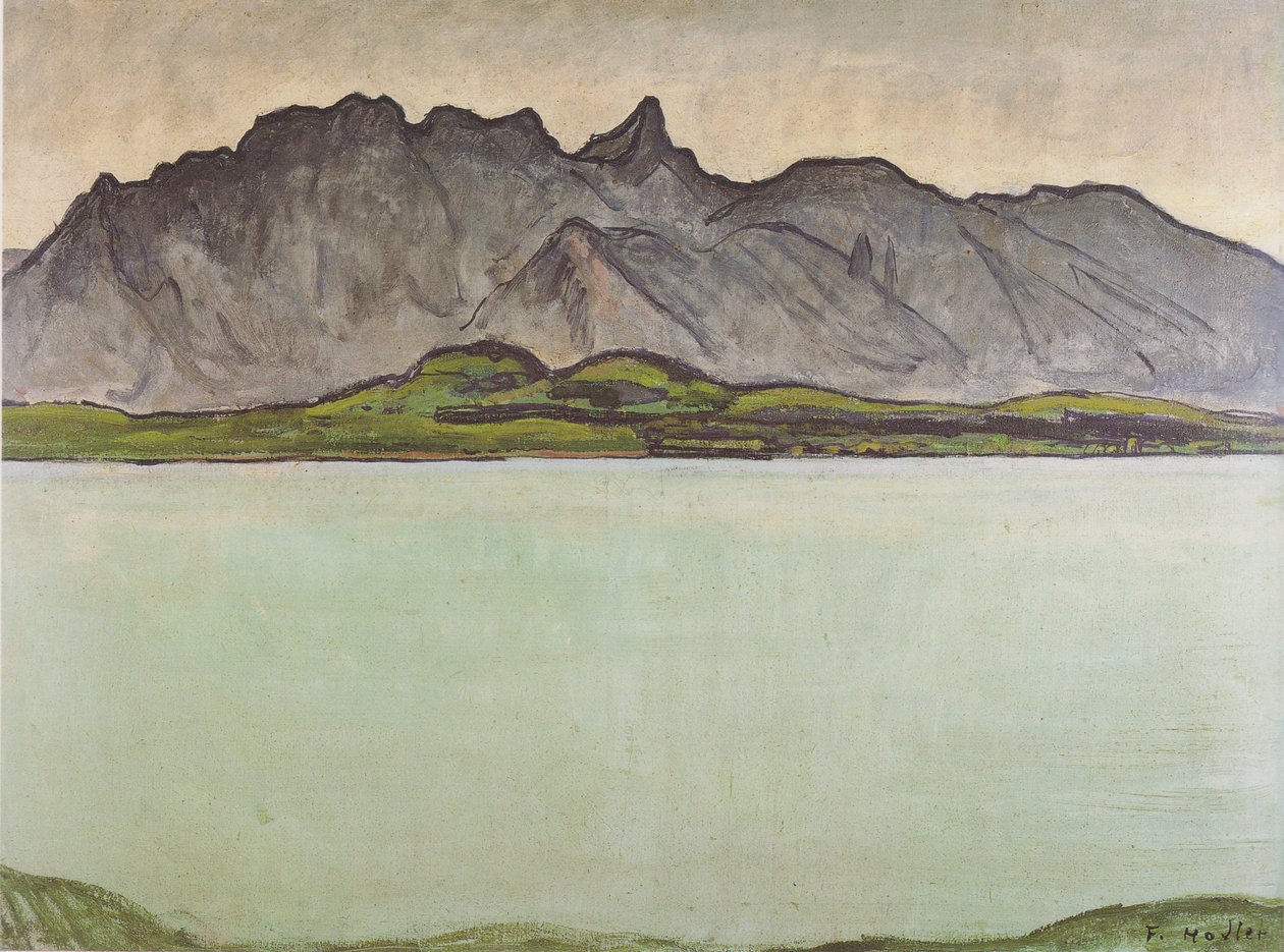 Stockhorn zinciri ile Thun Gölü by Ferdinand Hodler