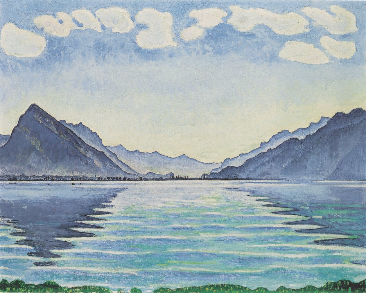 Simetrik yansıma ile Thun Gölü by Ferdinand Hodler