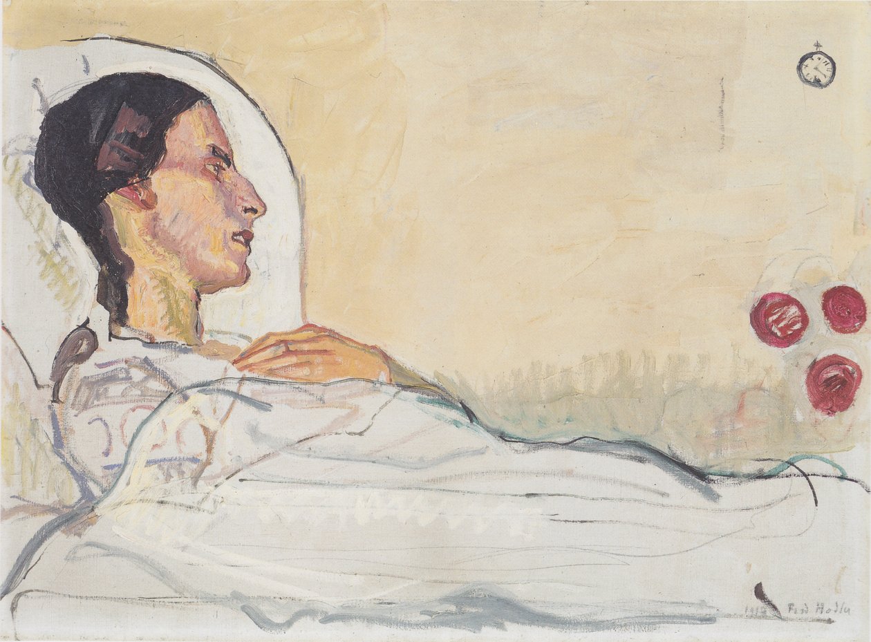 Valentine Godé-Darel hasta yatağında by Ferdinand Hodler